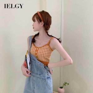 IELGY plaid camisole with a summer design tube top and short top for outer wear