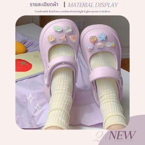 QJshop .สินค้าราคาโดนใจ รองเท้าแตะแฟชั่นคุณผู้หญิง ทรงหัวโตน่ารักดีไซน์คล้ายรองเท้านักเรียน มีสายรัดส้นใช้งานได้จริง วัสดุยางนิ่ม สีน่ารัก ตัวติดสุดคุ้ม สั่งได้เลย