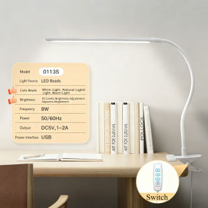 LED Desk Lamp with Metal Clip 10 Level Brightness Adjustment 3 Color Modes Flexible Gooseneck Reading Light for Home and Office