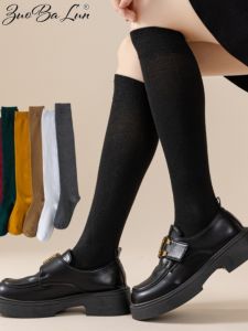 Tất Dài Đến Đầu Gối Co Giãn Cho Nữ Mùa Xuân Thu Đông Màu Trơn Phong Cách Đại Học Tất Dài Đến Đầu Gối Giảm Béo Cho Chân