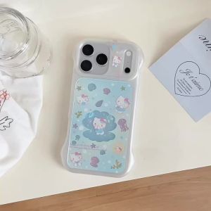 Sanrio | Luxury Cute Shell Blue Sanrio Hello Kitty Phone Case For iPhone 17 Pro Max 16 15 13 14 Pro Max Shockproof Protective Soft Cover