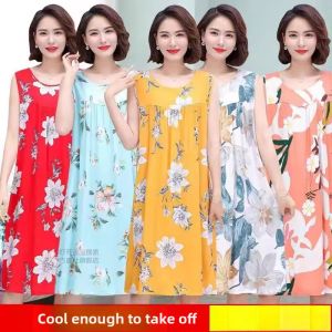 gumahus | Summer Loose Lightweight Sleep Dress for Middle-aged Women