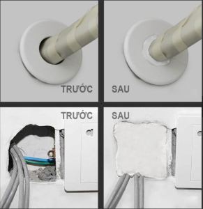 Xi măng dẻo bịt lỗ điều hoà . Trám khe hở tường . Ngăn côn trùng