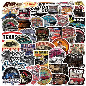 50PCS Fun Retro Vintage Car Graffiti Stickers Scrapbooking Collage Material Phone Cases Guitar Notebooks DIY Decorative