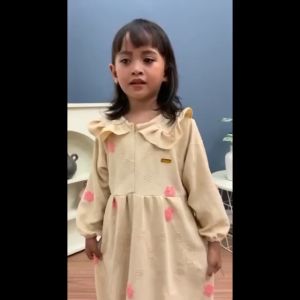 Gamis Anak Usia 3-8 Tahun Bahan Crinkle Airflow Bunga Bordir