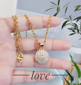 Kalung Xuping Matahari Permata Zircon Cantik Mewah Warna Gold 718ab