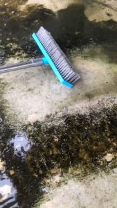 Chổi Sắt Chà Rêu Bản Nhựa Màu Xanh Cán Inox Dài 120cm Chổi Sắt Chà Rêu Vệ Sinh Sân Vườn Kích Thước 20cm 30cm