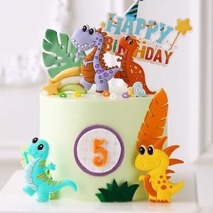 | Cake Decoration | Cute Dinosaur Clay/Rubber Figurine Cake Topper Boy Birthday 恐龙主题软陶软胶摆件男孩生日蛋糕装饰插件摆件