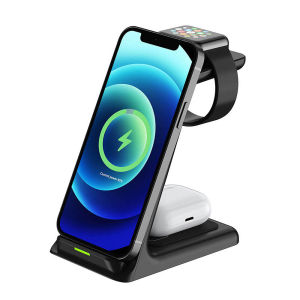 【SG Stock】15W 3 in 1 Wireless Charger For iPhone 13 12 11 XS XR X 8 Fast Charging Dock Stand for Apple Watch 7 Airpods Pro iWatch Station