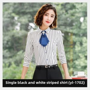 Fashionable Professional Slim Fit Striped White Shirt Spring Autumn New Arrival Workwear Formal Shirt OL Style Commute Wear