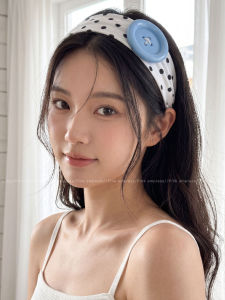 PINK EMPRESS | Dots Blue Button Hairband Headwear