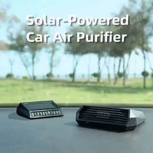Solar Car Air Purifier With Number Plate Odor Removal Automotive Vehicle Solar Air Cleaning System Car Mounted Purifier USB