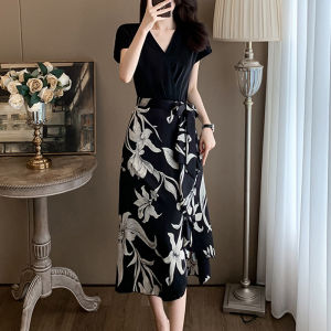French Stylish Versatile Slimming V-Neck Layered Dress
