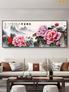 Modern Decorative Painting Wealth Blossoms Crystal Porcelain Wall Hanging Artwork for Living Room Sofa Background Office