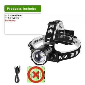 1200W Ultra Bright LED Headlight Hight Power Headlamp USB Rechargeable Head Flashlight 18650 Outdoor Camping Head Lantern