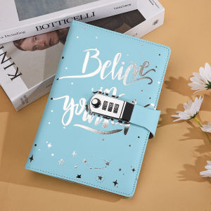A5 Lockable Password Notebook Student Simple Elegant Creative Binder with Printed Pages for Writing Drawing And Gift Ideas