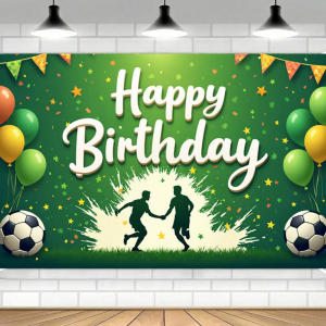 10th/7th/9th Birthday Banner with Soccer Ball Party Supplie Decors Backdrop for Birthday Party Decorations Photography Props