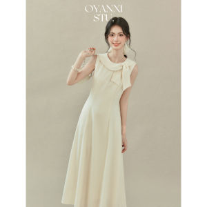 OUYANGXI | Đầm Hè Không Tay Nơ Siết Eo