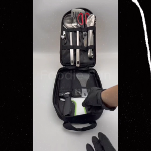 Portable Camping Cooking Utensil Set 9-Piece Outdoor Kitchen Kit with Carrying Case for Camping Hiking BBQ Travel