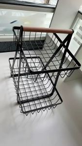 SG Spot Goods Double-layer Fruit Storage Rack Fruit And Vegetable Storage Basket Portable Detachable Storage Basket