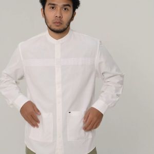 M Gee Kemeja Koko Pria Mgee Baju Muslim Terbaru Autus C061 White