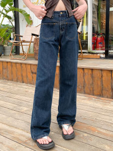 Retro Slim Wide Leg Denim Jeans Womens Spring 2025 New Style Slimming Drape High Waist Short Straight Tube Pants
