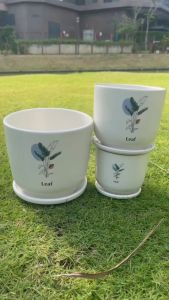 Chậu gốm sứ trồng cây size 20cm - kem đĩa đựng nước