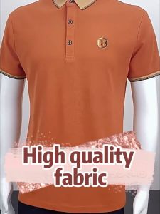 New summer middle-aged mens short-sleeved t-shirt lapel embroidered Polo shirt large casual tie-in half-sleeved shirt man