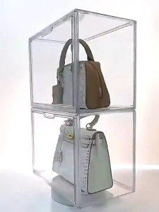 SALVO Transparent Handbag Display Box Stackable Storage Box Multifunctiona Storage CabinetToy Organizer Display Cabinet