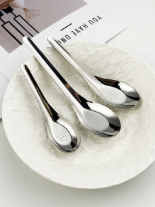 Deepened 304 Stainless Steel Spoon Home Use Flat Bottom Soup Spoon Adult And Child Dining Ladle Restaurant Restaurant Spoon
