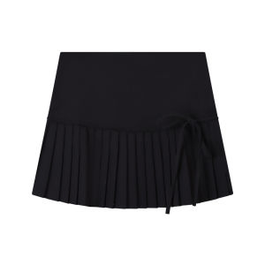 Kumikumi Sweet Spicy Girl Butterfly Knot Anti-Light Semi-Body Skirt Womens High Waist A-Line Pleated Short Skirt