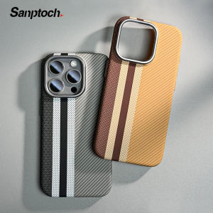 Sanptoch For Magsafe Carbon Fiber Texture Phone Case For iPhone 16 / 15 / 14 / 13 / 12 Pro Max Matte Classic Stripes Shockproof Hard Cover For iPhone 16 Pro Max Skin-friendly Slim Protection Casing