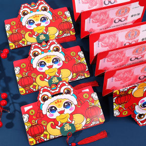 2025 New Year Folding Red Envelope With Tassels Chinese Style Cartoon Snake Red Packet Spring Festival Lucky Money Bag 6/10 Slots Foldable Hongbao CNY Angpao