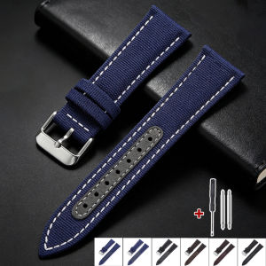 20mm 22mm Premium Sailcloth Canvas Watch Strap Watch Band Black Blue Nylon Straps for Omega for Seiko for Smartwatch Men Bands