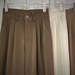 SELLDA Plus Size S-6XL High Waist Pants Women Korean Straight Suit Pants Wide Leg Trousers