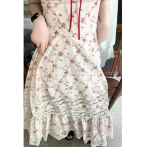 IRIS BOUTIQUE X LACE MADE red pomegranate Dress ID240104 ชุดเดรสผู้หญิง ลายดอกไม้ ใส่ออกงาน ผ้านิ่มใส่สบ