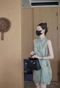 Summer Elegant French Style High End New Chinese Fashion Slim Sleeveless Dress