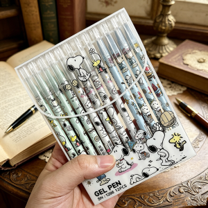 Bandai | 12 Chiếc Snoopy Cao Cấp Xóa Được Màu Xanh Trung Tính Bút Gel 0.5 Mm Fine Point Anime Phụ Kiện Dành Cho Học Sinh Trường Văn Phòng Viết Hàng Ngày