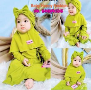 Gamis Bayi Dan Anak Perempuan / Azibah Syari Kids / Sudah Termasuk Hijab Dan Turban / Usia 0-4 Tahun / Bahan Jersey Premium / Lucu Dan Imut