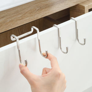 S-type Door Hanger Hook Stainless Steel Free Punching Cabinet Door Without Trace Clothes Hook Door Back Wall Mounted Hooks