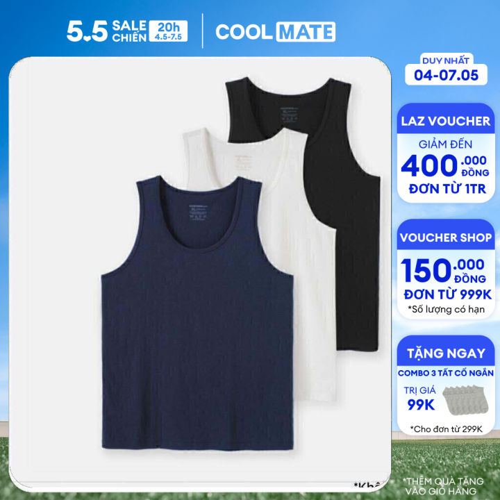 [CHỈ 4-7.5 TẶNG QUÀ ĐƠN TỪ 299K]Pack 3 Áo ba lỗ Coolmate Basics - Coolmate [Không đổi trả]