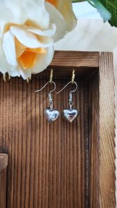 Ready Stock SG -  Raven Hearts Silver Drop Earrings Handmade Minimalistic Earrings