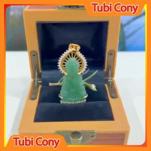 Mặt dây chuyền quan âm xanh dầu tinh xảo M9424-121-KT Tubi Cony