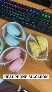 Headphone Bando Bluetooth Macaraon Wireless SuperBass Headset Gaming Overear Lucu