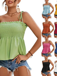 Shoulder Baring Sleeveless Lace up Top Pure Color Strapless Bustier Womens Fashion Summer Thin Streetwear Style Casual Wear