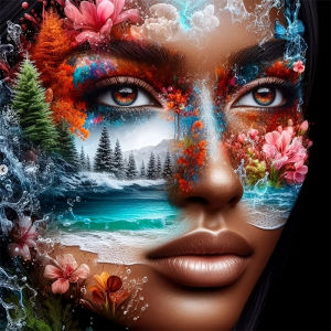 HUACAN Diamond Painting Beach Seaside Landscape Full Drill Handicrafts 5d Diy Diamond Mosaic Woman Portrait Waterfall