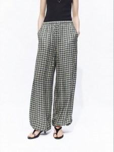 MO&Co. | Balloon Style Adjustable Waist Casual Pants Acetic Silk-like Lightweight