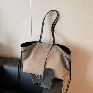 Korean Style Large Capacity Canvas Tote Bag Womens 2025 New Fashion Commuter Bag Single Shoulder Handheld Commuter Bag