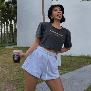 High Waist Cotton Sports Shorts for Women Casual Fashionable Streetwear Running Jogging Short Pants Slimming Heat Resistant