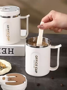 500ml Tumbler With Lid And Straw Vacuum Insulated Water Bottle Mugs Coffee Cups Stainless Steel Thermos Mug Milk Coffee Cup